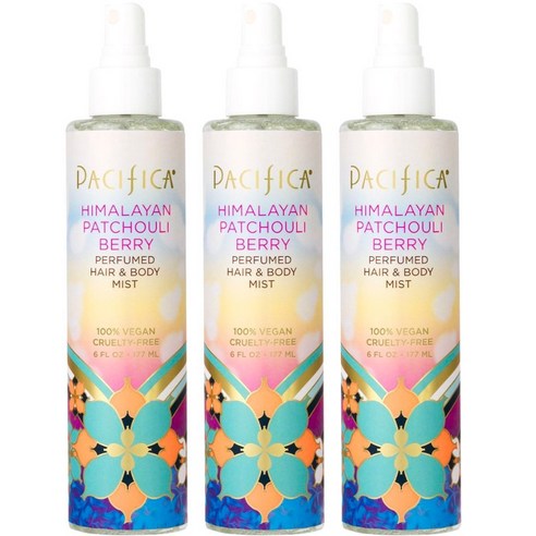 퍼시피카 히말라얀 파촐리 베리 퍼퓸드 헤어 & 바디 미스트 비건, 3개, 177ml