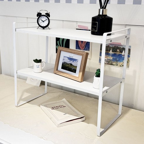 [OKㅣ강추] 레디박스 다용도 책상정리 미니 수납 선반 2단, 화이트, 1개 [OKNOWㅣ추천상품]