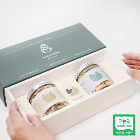 [파인토피아 선물세트] 무농약 국산 프리미엄 잣 선물세트 경북봉화 산지직송 140g 백잣 황잣, A타입(백잣+황잣)