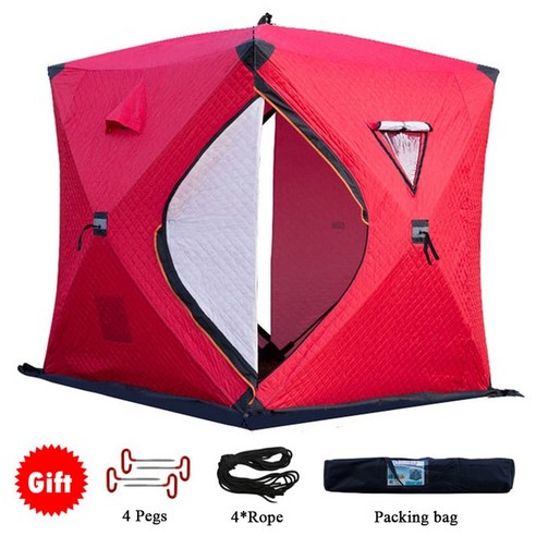 겨율 빙어 낚시텐트 전문 얼음 낚시 텐트 야외 안티 눈 겨울 캠핑 3 레이어 Thicken Keep Warm Cotton Tent, 협력사, 02 Red