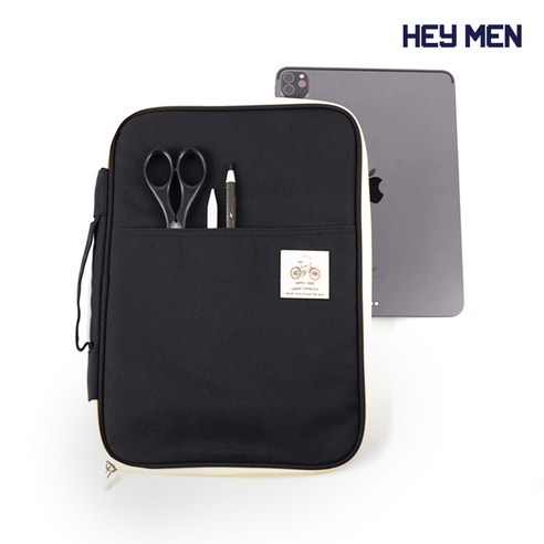 헤이맨 갤럭시탭 S7 플러스 S6 라이트 멀티 오거나이저 파우치 가방, 블랙