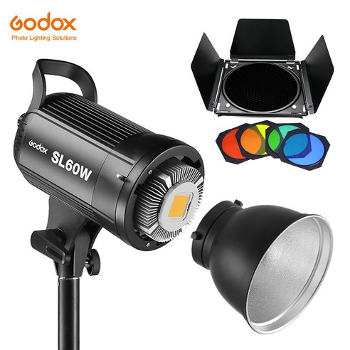 Godox-LED 비디오 라이트 SL-60W 5600K 버전 연속 사용 가능 녹화 Bowens 받침대, 02 SL60W with BD04, 02 SL60W with BD04