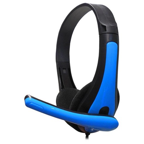 유선 헤드폰 3.5mm 오디오 잭 게임 컴퓨터 휴대 전화 온라인 과정에 대한 조정 가능한 머리띠, 푸른, 코드 길이 1.5m, 플라스틱 전자 기기