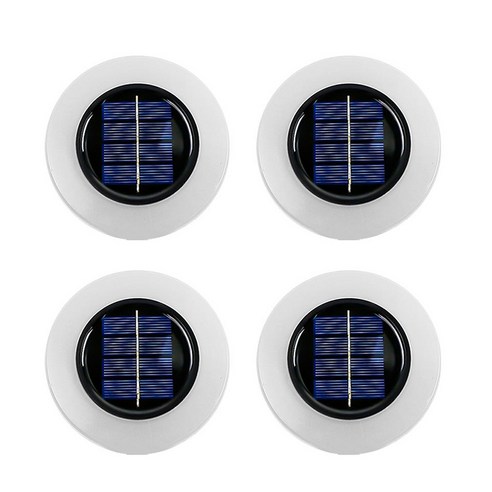 smabat LED 야외경관 태양광 잔디등 정원 장식 무드등 태양광 정원등 방수 가든 태양광등, 원형 황색광*4