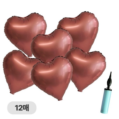 디어플레이스 하트 은박 풍선 세트 35cm, 크림 펄 하트_03 초콜릿, 12매