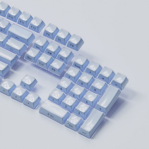 크리스탈 화이트 블루 핑크 측각 키캡 OEM PC 이중사출, 19. 푸딩 블루