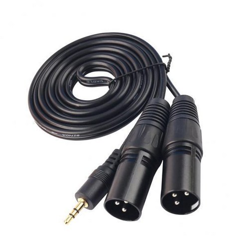 2X 3.5mm 스테레오 1/8"-듀얼 수 XLR 스플리터 패치 케이블, 블랙, 설명, 설명
