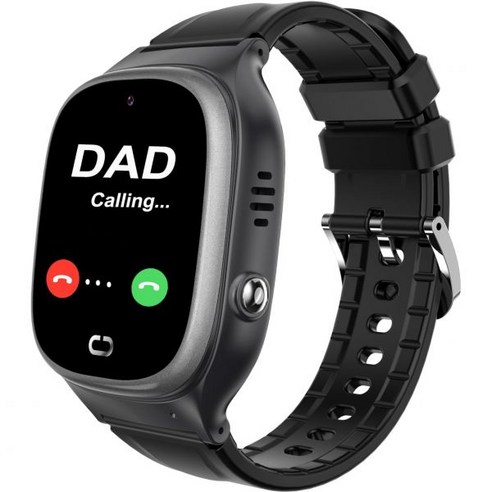 주니어 Smart Watch with LBS TrackerWaterproof Smartwatch for Kid Voice Chat Call SOS Camera Alarm Clo, Black