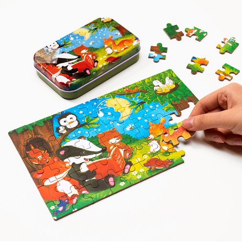 틴케이스 미니 퍼즐 어린이의 집중력을 키워주는 동화 동물 퍼즐