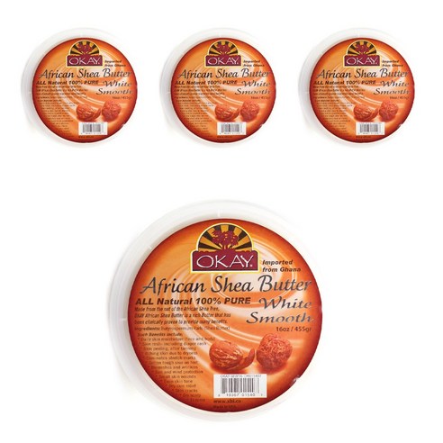 오케이 아프리칸 시어 버터 화이트 스무스, 455g, 4개