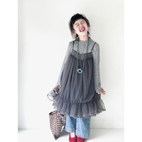 포뇨으노 여아 레이어드 레이스 민소매 샤원피스