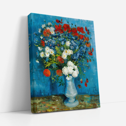 아트앤코 인테리어 캔버스 액자 50x40cm, 반고흐 수레국화와 양귀비가 있는 꽃병