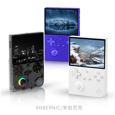 [최신출시]ANBERNIC RG 40XXV 레트로 게임기 휴대용 게이밍 컨트롤러 4인치 스크린 RGB램프 3200mAh, 투명블랙, 64G(5000+게임)