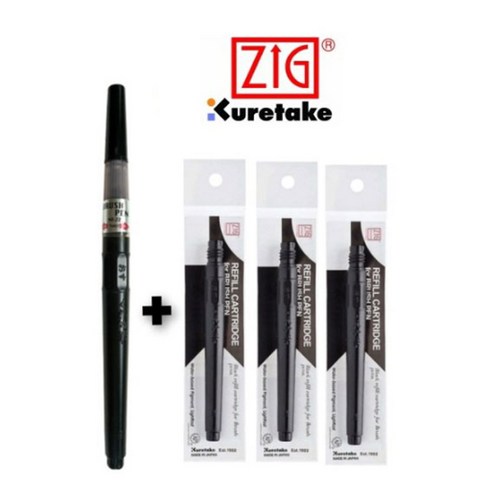 ZIG 지그 쿠레타케 붓펜, 22호 1개 리필 3개, 1개