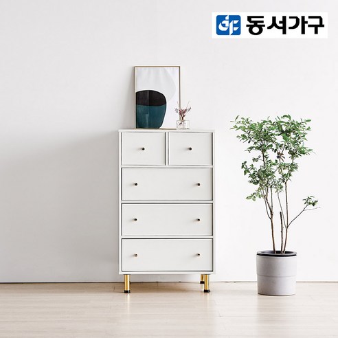 동서가구/착불 네오 600 4단 5칸 깊은 서랍장 DF919960, 그레이