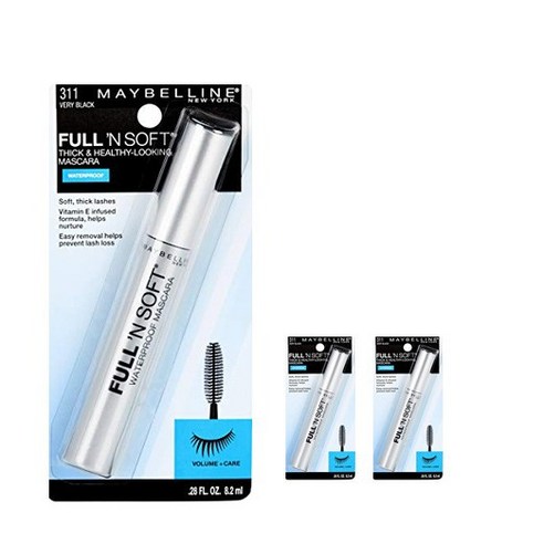 메이블린 풀 앤 소프트 워터프루프 마스카라 8.2ml, Very Black, 3개
