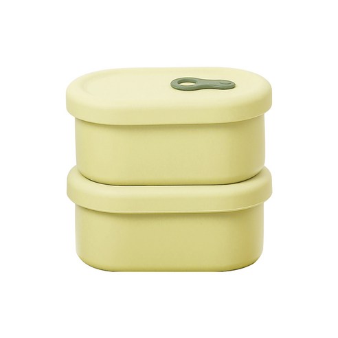 홈하우스 실리콘 스팀홀 밥용기 타원형 650ml, 2개, 라임