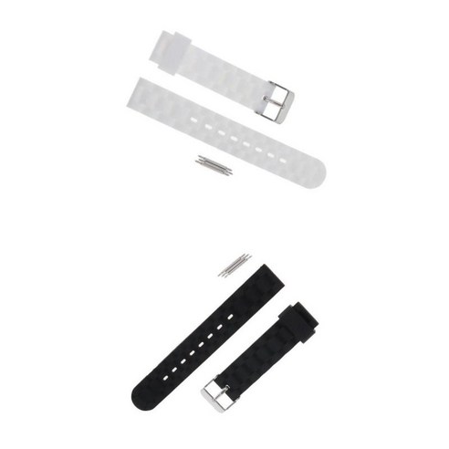 2X 실리콘 방수 스포츠 시계 밴드 스트랩 배치 걸쇠 화이트 블랙, 하얀, 20mm