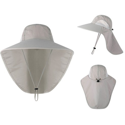 트렉젠 햇빛가리개 챙넓은 넥커버 트래킹 작업 모자, 다크그레이