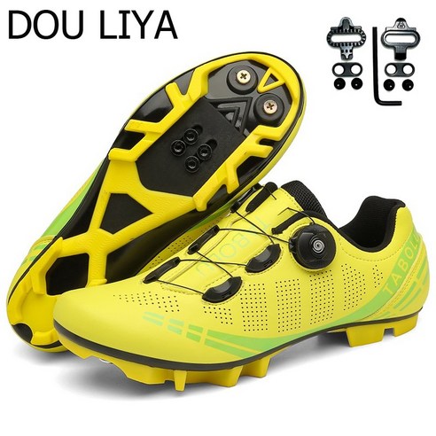 DOULIYA 2022 mtb 클릿슈즈 산악 자전거 신발, 39(250mm), 노랑 MTB with clit