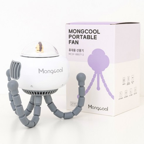 몽쿨(Mongcool) 유모차 선풍기 휴대용 문어발 집게 아기 악세사리 거치대, 화이트, 1개