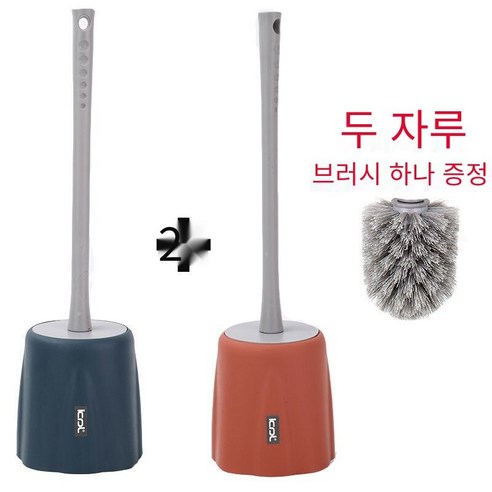Cadley 화장실 브러시 가정용 화장실 죽은 코너 화장실 벽 교수형 세트 롱 핸들 화장실 화장실 브러쉬, 5019층블루+레드두조각무료브러쉬헤드