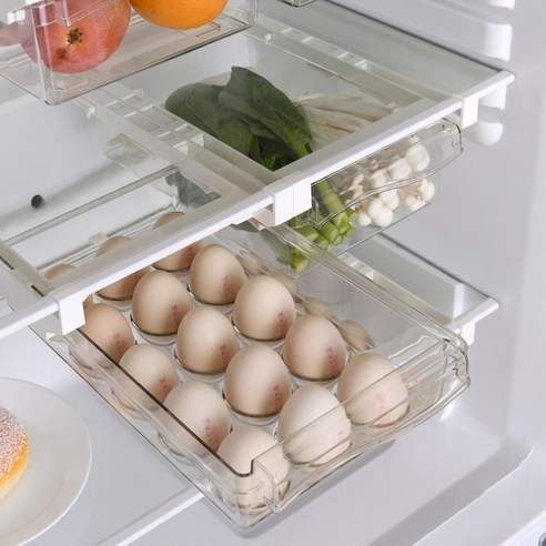 냉장고 정리를 더 편안하게, 구디푸디 냉장고 정리 슬라이딩 수납함 계란 트레이
