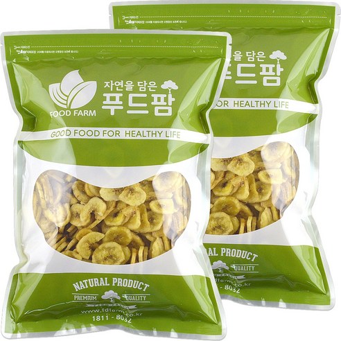 바나나칩 2kg(1kg+1kg) 바나나 88%, 2개, 1kg