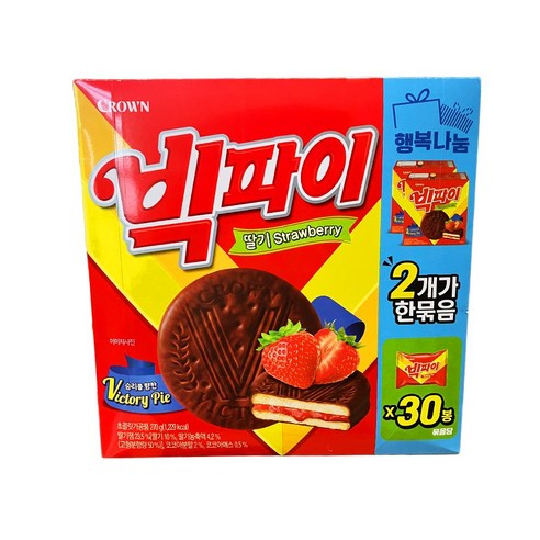 크라운 빅파이 딸기 2번들, 540g, 4개