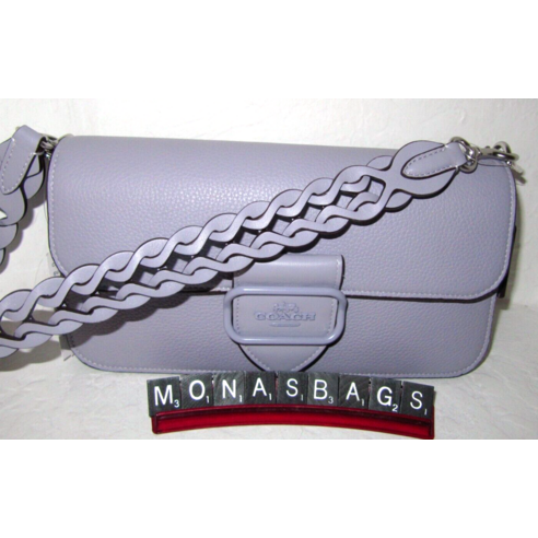 코치 모건 숄더백 미스트 퍼플 페블 가죽 크로스바디 스트랩 498 미니 크로스백