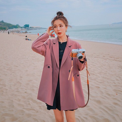 KORELAN 여성 정장 수트 세미정장 봄옷 투톤 포켓 디자인 슈트 코트
