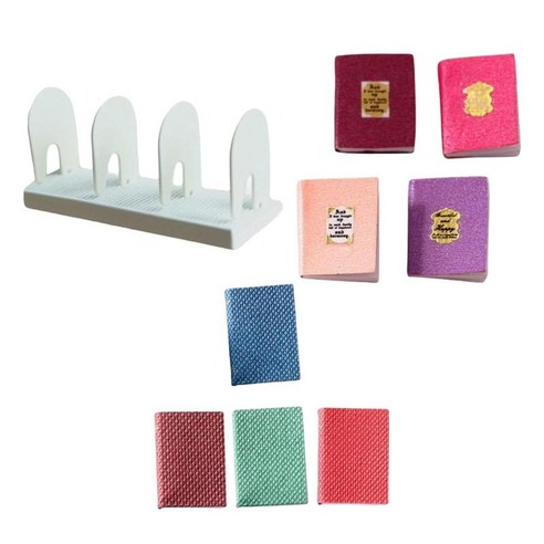 책장 세트가 있는 8 PCS 미니어처 책 1:12 스케일 인형의 집, C, 종이