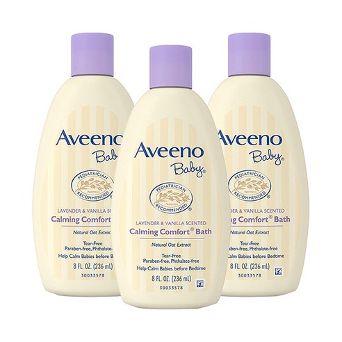 아비노베이비 카밍 컴포트 배스 라벤더 & 바닐라 향, 236ml, 3개