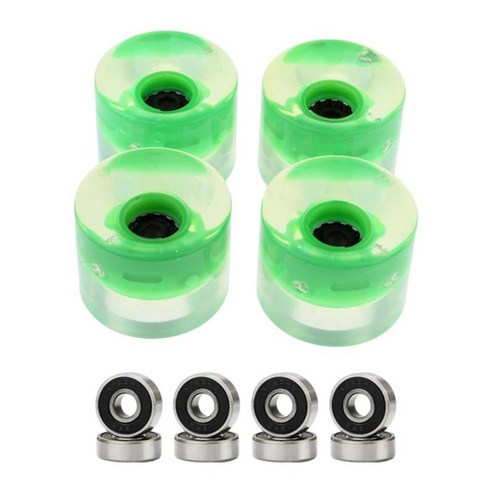 4 팩 PU 플래싱 휠 70mm 78a 스케이트보드 롱보드용 교체 휠, 초록