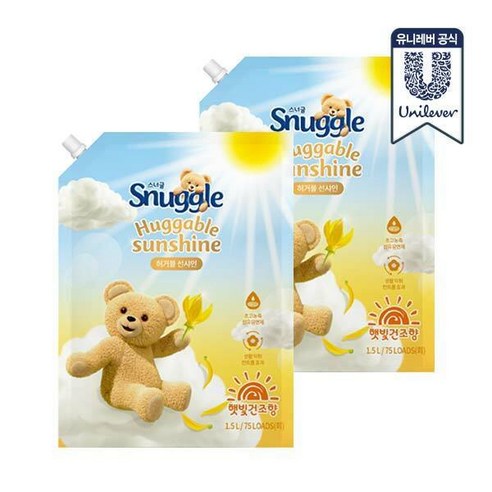 스너글 햇빛건조 섬유유연제 1.5L x2, 허거블 선샤인1.5L/허거블 선샤인1.5L, 2개