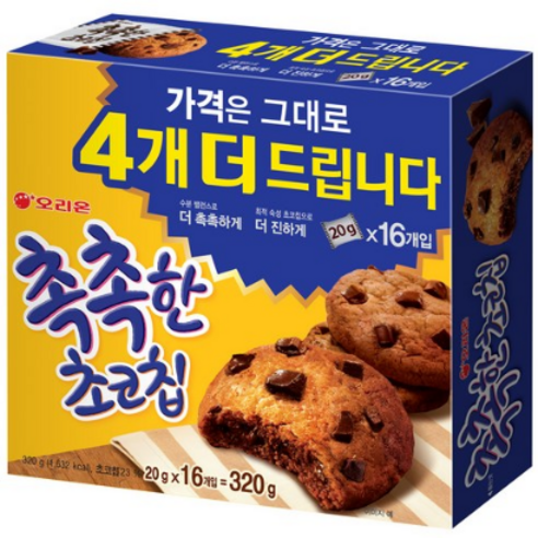 오리온 촉촉한 초코칩 320g 1개, 2개