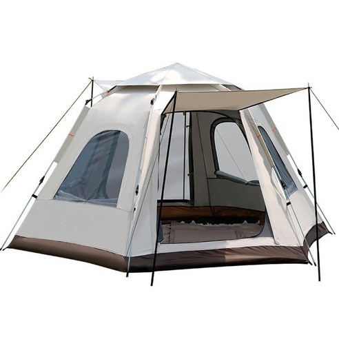 원터치 텐트 6각 대형 3-4인용 5-8인용 캠핑 자동 오토 접이식 방수 캐노피2 창문2, 세트A