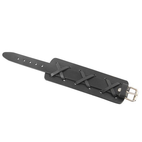 FCSHOP 수제 가죽 와이드 커프 팔찌 크로스 펑크 바이커 남자 팔찌