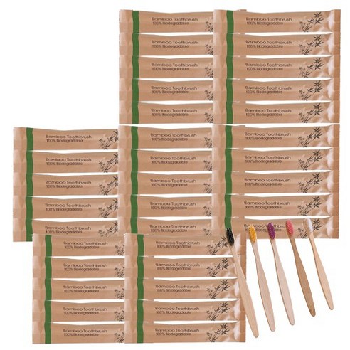 cp HEIGER bamboo 대나무 칫솔 40개입, 40개, 1개입