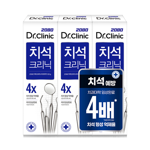 2080 닥터크리닉 치석치약, 120g, 3개