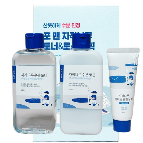 라운드랩 포 맨 자작나무 토너/로션 200ml 2종세트 (+쉐이빙클렌징폼40ml 증정), 1개