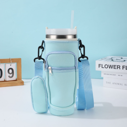 별별리빙샵 텀블러백 텀블러 가방 스트랩 1.18리터 대용량 40oz, 1개, 블루