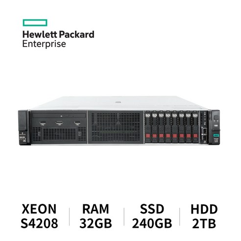 HPE HPE 서버 DL380 Gen10 Xeon S4208/32GB ECC Reg/SSD 240GB/HDD 2TB/S100i 8SFF/No OS, 32GB