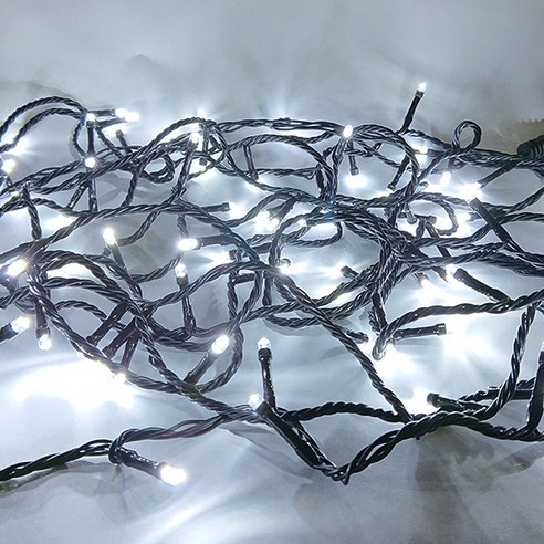 선세이브 LED 은하수 100구 검정선/투명선 단품 (크리스마스 트리전구), 검정선, 하얀색