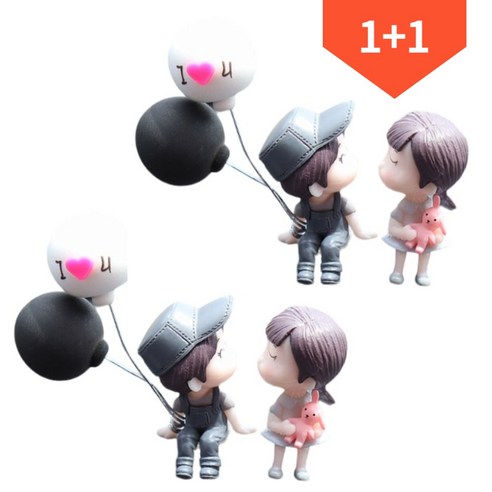 [2개세트] 꽃길마켓 풍선 뽀뽀 커플 피규어 캐릭터 장식, 1세트, 그레이+그레이