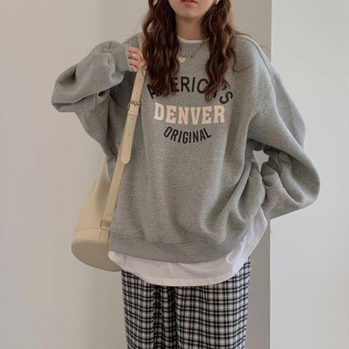 [쿠팡] 레터링 오버핏 루즈핏 프린팅 긴팔티 박스티 맨투맨 라운드넥