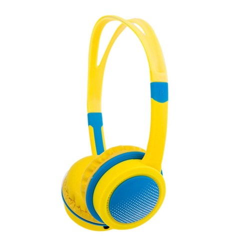 귀에 유선 헤드폰 조정 가능한 머리띠 3.5mm 소켓 헤드폰 크리스마스 선물, 14x7x18cm, PP, 노란색