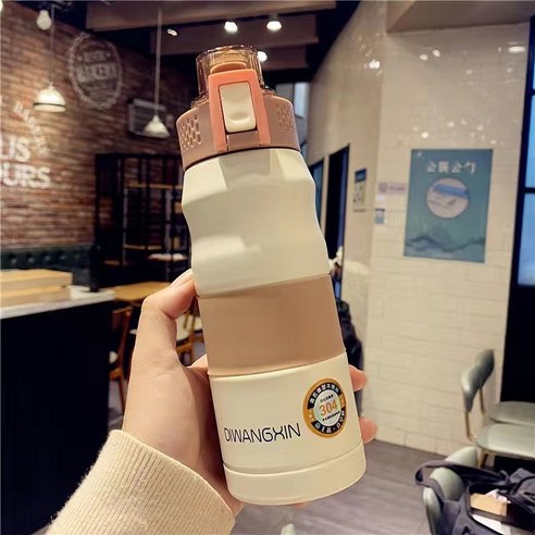 원터치 보온병 텀스 진공 스텐 텀블러 500ml, 흰색