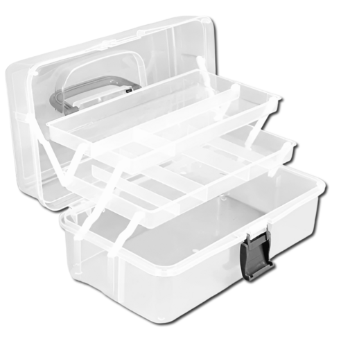 펴나나다 다용도 3단 화구박스 보관 정리함, 투명
