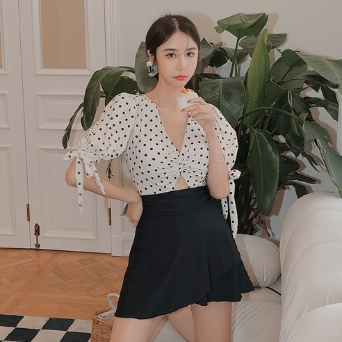 KORELAN 년 소향풍 스커트 온천 수영복 여자, 백색, XXL